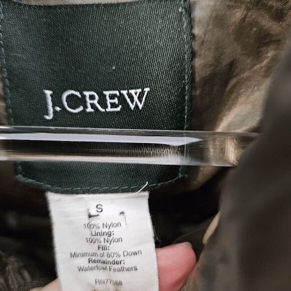 J. Crew Down Filled Full Zip Puffer Coat Nylon Jacket 31405 Women's Olive Green - Picture 2 of 6